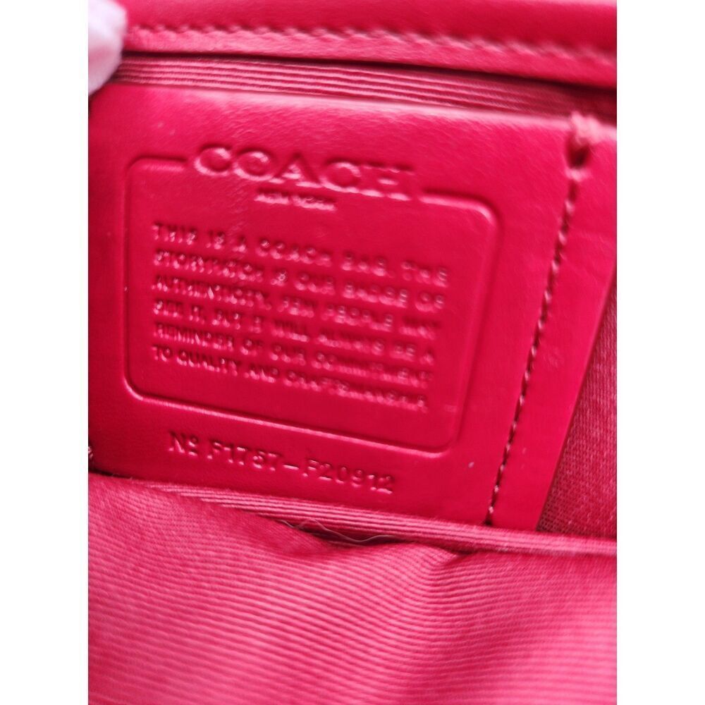 Coach Red Patchwork Turnlock Crossbody Bag Leather w/ Webbed Strap Y2K - Picture 8 of 16